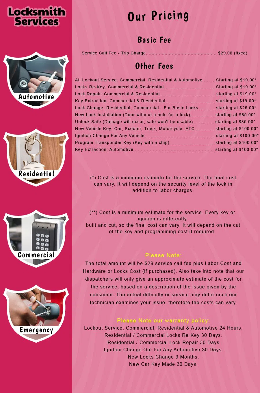 Bordentown NJ Locksmith Store Bordentown, NJ 609-403-0108 - price-list-c-18